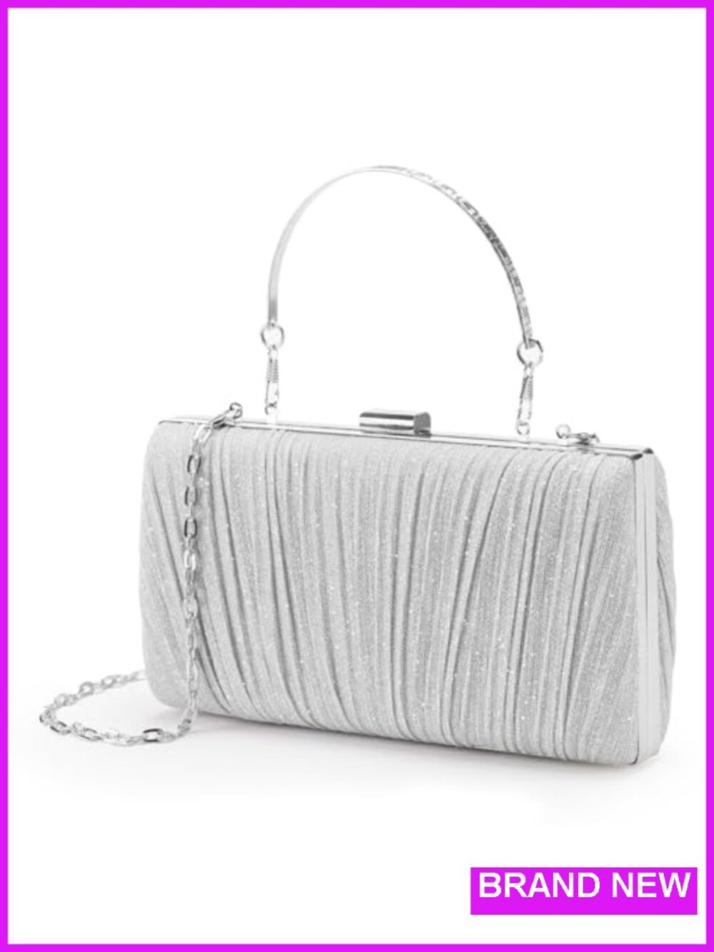 Pleated Evening Clutch Women's Prom Wedding Handbag Shimmering Party Purse with